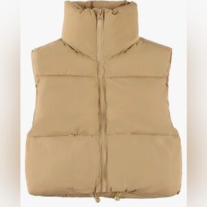 UANEO Cropped Puffer Vest Zip Up Stand Collar Sleeveless Padded Crop Puffy Vests